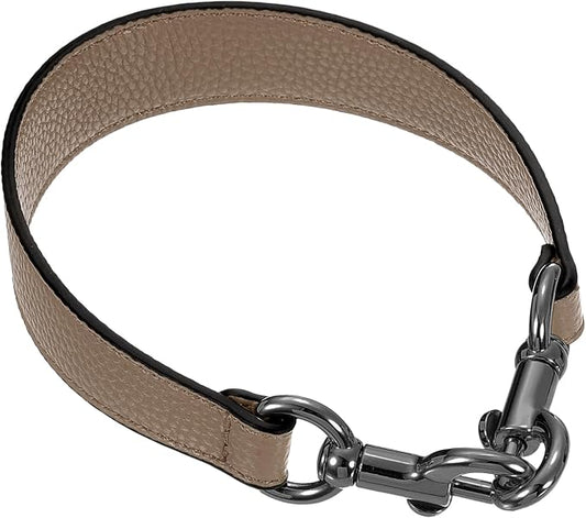 uxcell 14.17 Inch PU Leather Short Bag Strap with Clasp, Purse Handles Handbags Replacement Straps for Clutch Bag Underarm Bags, Dark Khaki, Grey Buckle