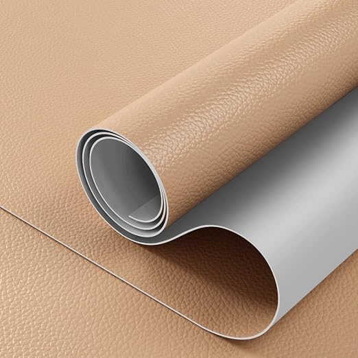 16x100 inch Leather Repair Tape Self Adhesive Strong Glue DIY Fabric Material for Sofa Desk Chair Automotive Interior Seat Skin, Khaki