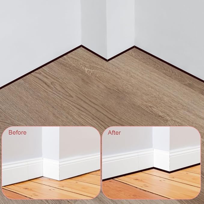 3/4 Inch Flexible Quarter Round Molding, 4.9Ft Trim Molding with Self Adhesive for Wall Tile Edge Floor Corner, Staircase Cabinet Tub (Black)