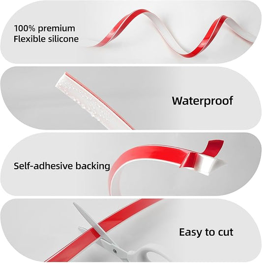 20Ft Quarter Round Trim L-Shaped Bendable Silicone Self-Adhesive Peel and Stick Molding for Floor Edge, Wall Corner, Stairs, Cabinet & Tub, White