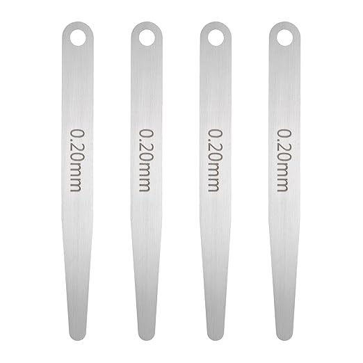 HARFINGTON 4pcs Metric Thickness Feeler Gauge 0.2mm Single Blade Oval Feeler Gauge 304 Stainless Steel Gap Measuring Tool for Repair Valve Guitar Spark Plug