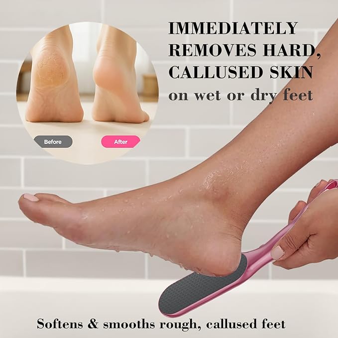 Nano Glass Foot File, Foot Callus Remover & Foot Scrubber for Smooth Feet, Professional Pedicure Tool (Heel Socks & Cracked Heel Stick Included), Gold