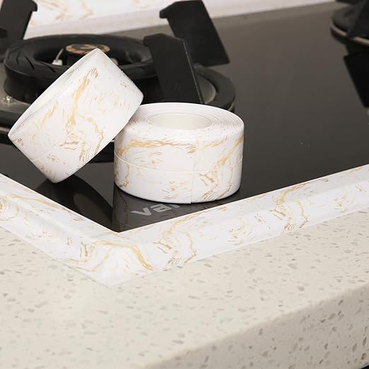 Kitchen & Bath Tape Caulk Strip 10.5 Ft *1.5 Inch Self Adhesive Waterproof Caulking Sealing Tape, Decorative Sealant Trim for Kitchen Sink Toilet Bathroom Shower and Bathtub 2PCS