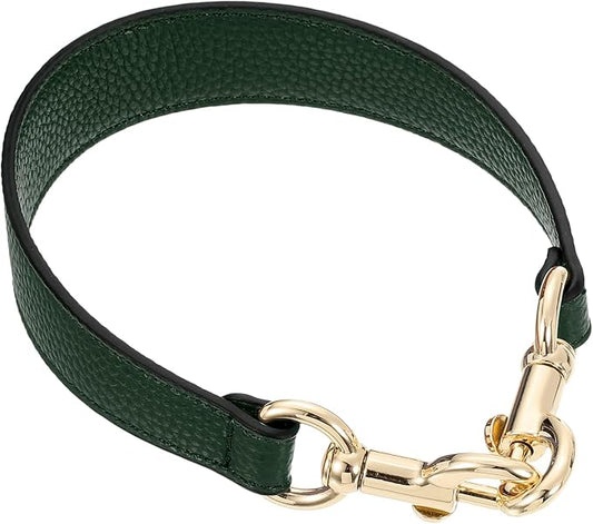 uxcell 14.17 Inch PU Leather Short Bag Strap with Clasp, Purse Handles Handbags Replacement Straps for Clutch Bag Underarm Bags, Dark Green, Gold Buckle