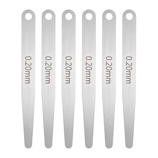 HARFINGTON 6pcs Metric Thickness Feeler Gauge 0.2mm Single Blade Oval Feeler Gauge 304 Stainless Steel Gap Measuring Tool for Repair Valve Guitar Spark Plug