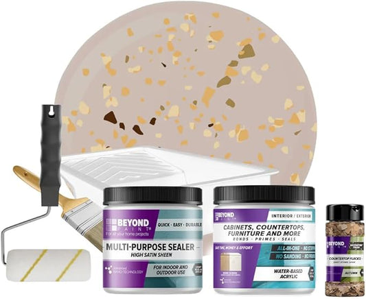 Beyond Paint Countertop Makeover Kit with Paint, Sealer, Flecks and Tools for Countertops, Sand