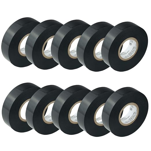 GTSE Black Electrical Tape, 10 Rolls – Waterproof, Industrial Grade Vinyl, 3/4 in x 66ft– Strong Self-Adhesive PVC Electric Tape for Wire Insulation, 7 Mil, 600V – UL/CSA Listed