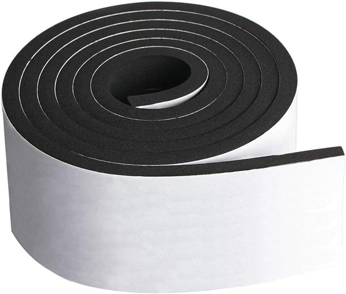 Neoprene Foam Strip Roll By Dualplex, 4" Wide x10' Long 1/4" Thick, Weather Seal High Density Stripping with Adhesive Backing – Weather Strip Roll Insulation Foam Strips