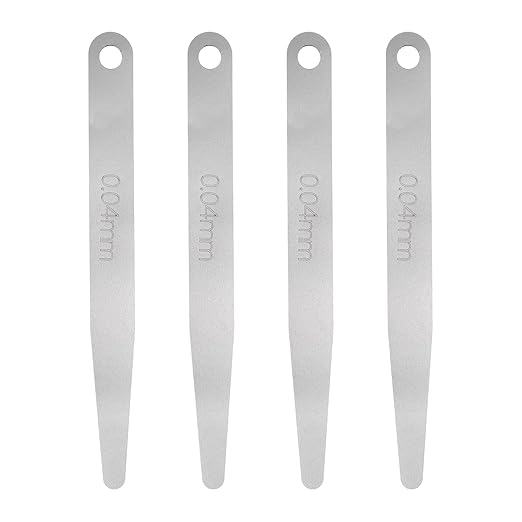 HARFINGTON 4pcs Metric Thickness Feeler Gauge 0.04mm Single Blade Oval Feeler Gauge 304 Stainless Steel Gap Measuring Tool for Repair Valve Guitar Spark Plug