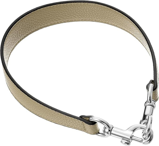 uxcell 19.29 Inch PU Leather Short Bag Strap with Clasp, Purse Handles Handbags Replacement Straps for Clutch Bag Underarm Bags, Khaki, Silver Buckle