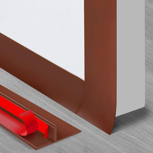 Benory 20Ft T-Shaped Silicone Weather Stripping Door Seal Strip for Door & Window Frames - Gap Blocker, Cold & Noise Insulation (Brown)
