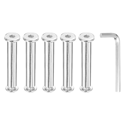 PATIKIL M8x8mm Hex Chicago Screws 10x60mm, 5Pcs 304 Stainless Steel Metric Hex Drive Socket Cap Binding Post Screw Posts for Scrapbook Leather Belt Album Furniture Repair, Silver