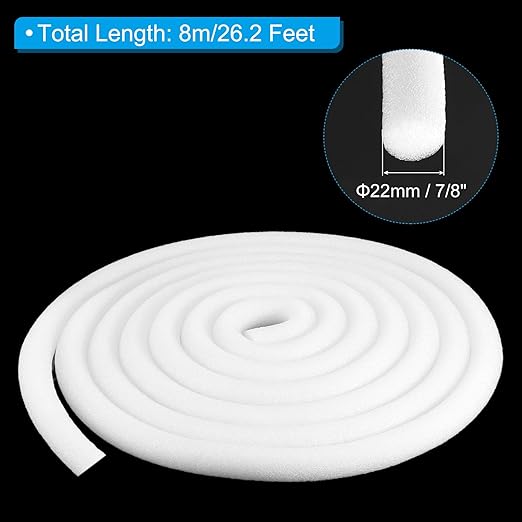 PATIKIL 7/8 Inch x 26.2 Feet Backer Rod for Gaps and Joints, Foam Rope Caulk Crack Joint Filler Roll Seal Weather Strip for Home Construction Car, White