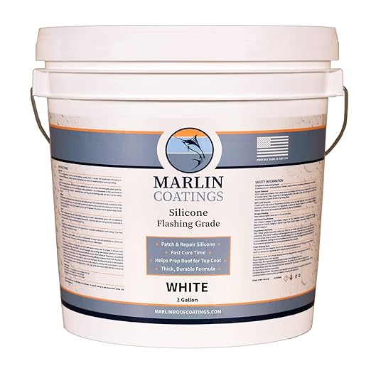 100% Silicone Roof Patch – Prevent and Repair Leaks – Complete Waterproofing – Easy Trowel or Brush Application… (2 Gallon, White)