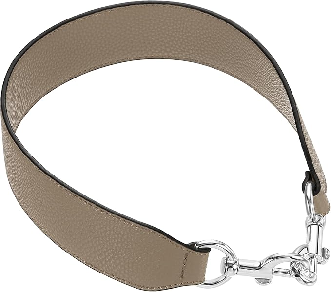 uxcell 22.83 Inch PU Leather Short Bag Strap with Clasp, Purse Handles Handbags Replacement Straps for Clutch Bag Crossbody Underarm Bags, Dark Khaki, Silver Buckle