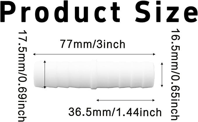 6Pcs 5/8" x 5/8" Plastic Hose Barb Fittings, Barbed Splicer Mender Joint Adapter Union Connectors for Aquarium, Household, Fuel, Gas, Liquid, Air Hose Repair