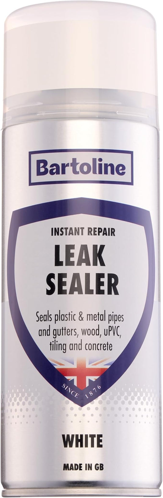 Bartoline Leak Sealer Spray,White 13.5 oz - Waterproof Sealant for Roofs, Gutters, Pipes, Cracks & Outdoor Repairs Durable & Overpaintable - 400 ml