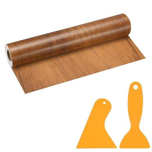 PATIKIL Wood Grain Repair Tape, 12" x 33' Self Adhesive Realistic Wood Tape with Scraper Durable Repair Patch for Furniture Floor Window Door Table DIY Home Decor, Ash-Tone Grain