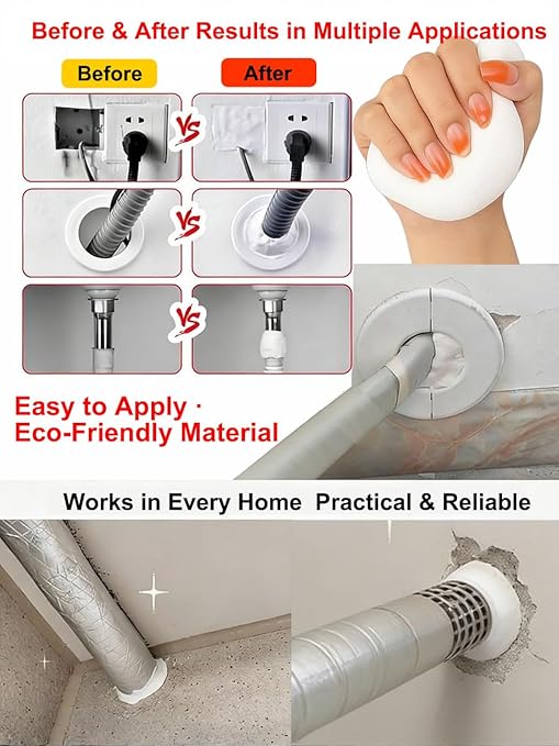 8 Packs, Each 30g -Waterproof Duct Seal Putty, White Sealing Clay for Quick Repairs, Drain Connections, Wall Holes, AC Pipe Holes, Gap & Crack Sealing,Includes Bonus Cleaning Towel