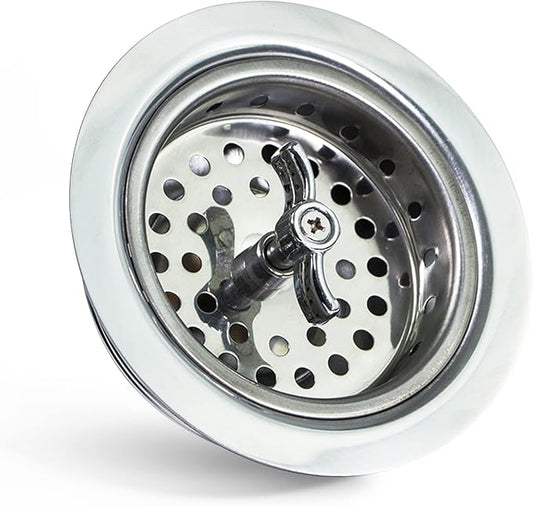 Highcraft 9763 Kitchen Sink (3-1/2 Inch) Stainless Steel Drain Assembly With Strainer Basket Spin and Seal With Threaded Stopper