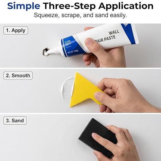 Drywall Mending Agent Kit, Quick Drying Wall Repair Paste with Scraper, Easy DIY Wall Hole Crack Dent Filler for Household Surface Restoration (2pcs)