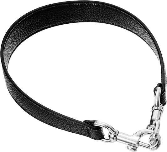 uxcell 19.29 Inch PU Leather Short Bag Strap with Clasp, Purse Handles Handbags Replacement Straps for Clutch Bag Underarm Bags, Black, Silver Buckle
