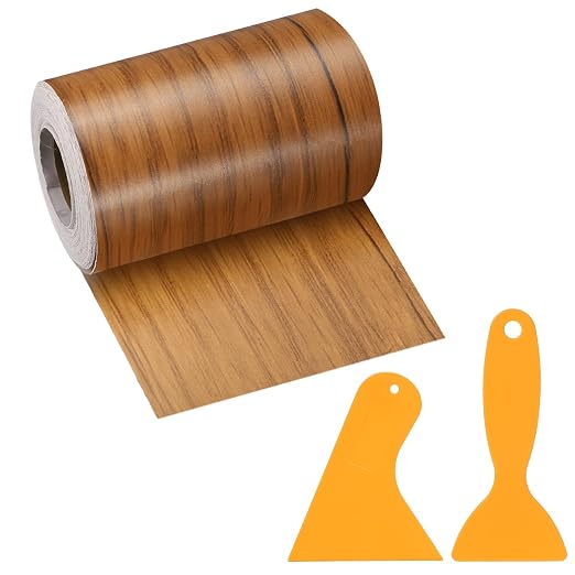 PATIKIL Wood Grain Repair Tape, 3" x 33' Self Adhesive Realistic Wood Tape with Scraper Durable Repair Patch for Furniture Floor Window Door Table DIY Home Decor, Ash-Tone Grain
