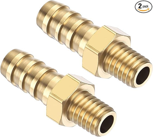 Pack of 2 Brass Hose Barb Fittings Adapter Connector 5mm Hose Barb to M5x0.8 Male Fittings for Home Machines, Massage Bathtubs, and Irrigation Systems