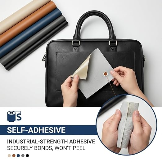 Qextce Leather Repair Patch, Black, 8x100 Inch | Self-Adhesive, Waterproof, Wear Heat Resistant, Vinyl Leather Repair Kit, For Furniture, Car Seat, Sofa, Couch, Luggage