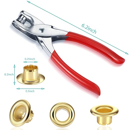 Mudder 301 Pcs Grommet Eyelet Pliers Tool Kit, Fabric Leather Hole Eyelets and Grommets Punch Pliers with 300 Metal Eyelets for Belt Shoes Cloths(1/4 Inch,Silver)