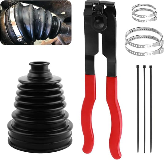 CV Boot,Professional CV Axle Boot Repair Kit with Ball-Cage Pliers & 4PCS Stainless Steel Clamp,Dustproof CVs Joint Boots Kit for Protecting CVs Axle Boots Car Accessories
