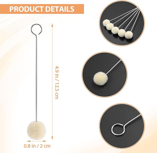 50 Packs Wool Daubers Glue Daubers Ball Brush Leather Dye Tool Leather Dye Dauber Dyeing Applicator with Metal Handle for DIY Crafts Projects