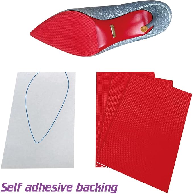Unikstep 4 Pieces Shoe Sole Protectors, Shoe Bottom and Heel Anti Slip Grip Pads, Self Adhesive Non Skid Noise Reduction Sticker Cushion (Red)