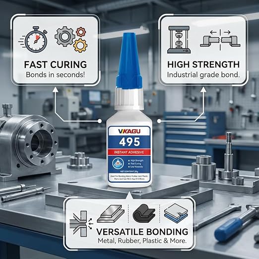 495 Super Glue Instant Adhesive Clear 20g Suitable for Metal Rubber and Plastic 2 Pack