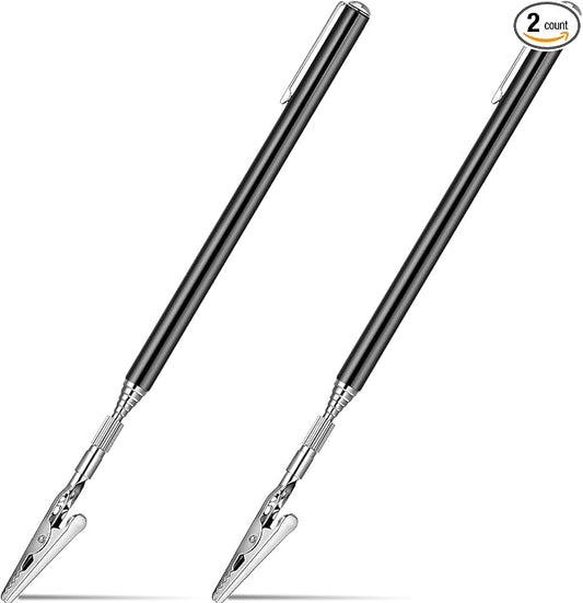 Mudder 2 Pcs Telescoping Clip Telescopic Metal Wire Clamp with Pen Bracelet Helper Tool Extendable for Mechanics Automobile Repair Jewelry Fix Range 8.27-36 inch