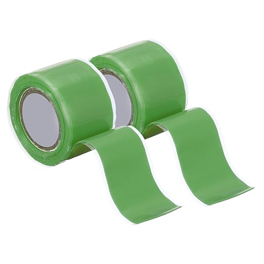 uxcell 2 Pcs Self Fusing Silicone Tape, 1" x 5ft Waterproof Water Leak Sealing Tape for Plumbing Pipe Hose Repair Handles, Green