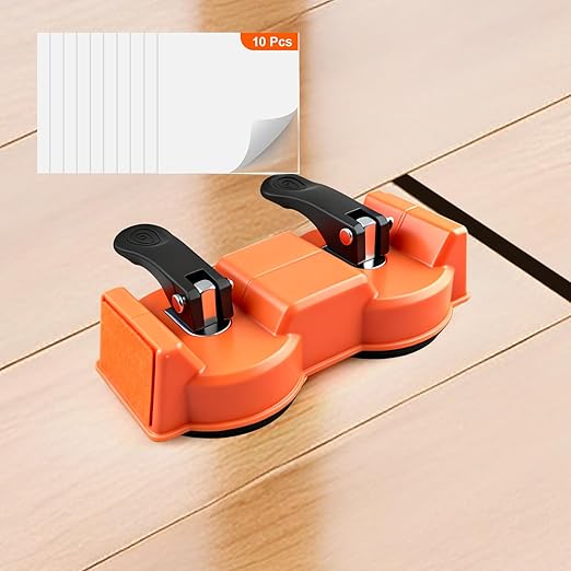 Dual Suction Cup Floor Gap Fix Tool - 15° Angled Double-Sided Strike Laminate Flooring Repair Kit with 10 Pads, Heavy Duty Plank Puller for Hardwood Vinyl Floor Installation Tool