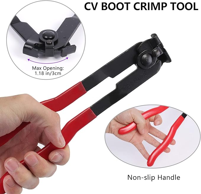 2Pcs CV Boot Clamp Pliers Set with 20Pcs Crimp Bands , Joint Boot Clamp Crimp Pliers, Hose Band Axle Pliers Car Banding Tool Kit, Dust Cover Clip Removal Pliers Repair Tool Accessories, Red