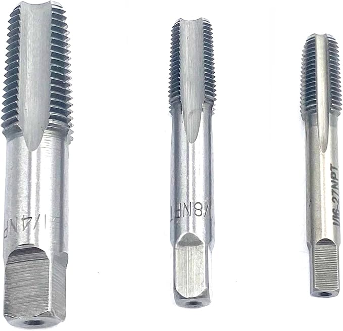 1/16",1/8",1/4" NPT Pipe Tap Set,3Pcs Carbon Steel Pipe Taps Cutting Tools Great for Various Mechanics DIY Thread Cutting and Cleaning