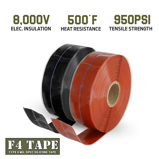 Bond It F4 Emergency Self-Fusing Silicone Tape, Repair Plumbing Pipe & Radiator Hose Leak, Electrical Insulation, Permanent Bonding, Waterproof, 1" x 36' x 20mil, Black + Red, Pack of 2