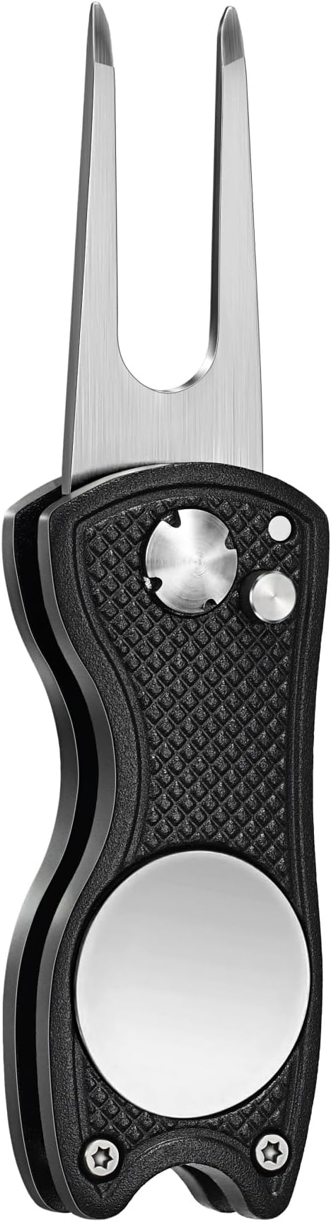 Mile High Life Golf Divot Repair Tool, All Metal Foldable Divot Tool with Pop-up Button & Magnetic Ball Marker, 2-6 Pack