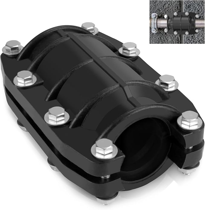 Pipe Repair Clamp 2 inch, Water Pipe Leak Repair Clamp, Pipe Repair Kit for Plastic and Metal Pipes, Leak Stopper with Anti-Impact, Suitable for Pipes 50MM OD