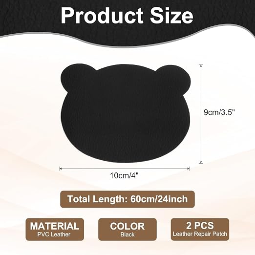 PATIKIL Leather Repair Patch, 2 Pcs 4 x 3.5 Inch Self-Adhesive Vinyl Patch Furniture Tape Repair Kit for Sofas Couches Stools Chairs Cabinets Bags, Black