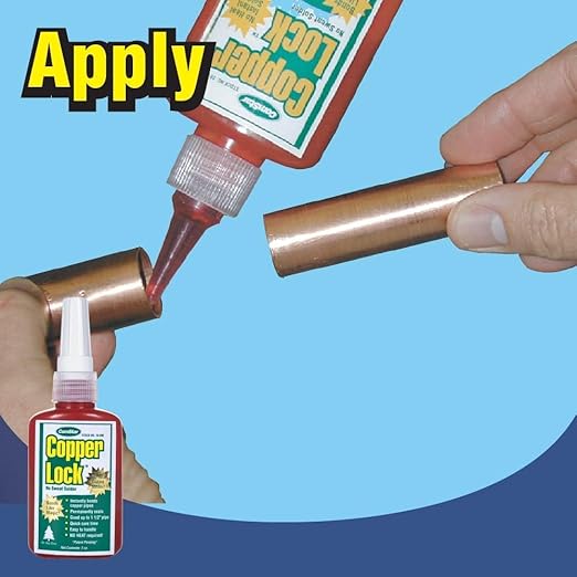 Copper Lock 2 oz, No Heat Liquid Solder for Copper, Brass & Yellow Metals, Instant Leak Proof Seal up to 500 PSI, -60°F to +300°F, Bonding Solution for Plumbing & HVAC (Pack of 12)