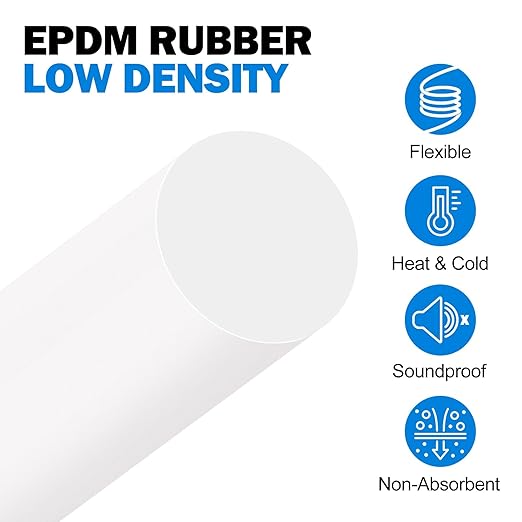 MYFAMIREA 50FT Backer Rod 1/4 Inch EPDM Rubber Caulk Saver Weather Strip Seal Concrete Expansion Joint Filler for Gaps and Joints, White