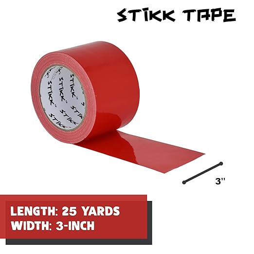 STIKK Duct Tape - Red Duck Tape - 3 inch x 25 Yards - Heavy Duty Tape for Repairs, Household Projects - for Commercial HVAC and Construction - Effective Heavy Duty Waterproof Duct Tape