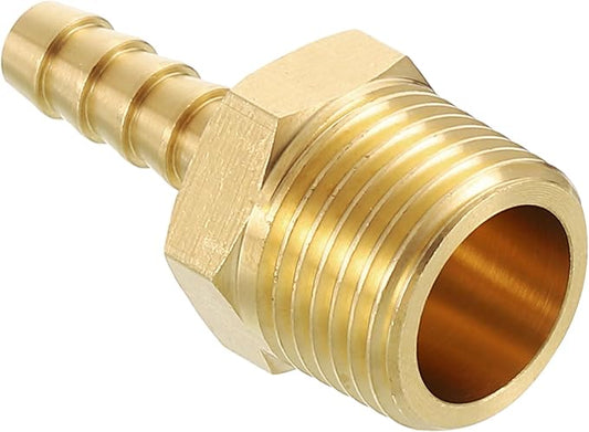 Pack of 1 Brass Hose Barb Fittings Adapter Connector 1/4" Hose Barb to 3/8" NPT Male Fittings for Home Machines, Massage Bathtubs, and Irrigation Systems