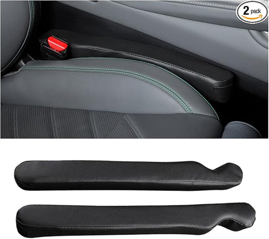 Mandark Car Seat Gap Filler, 2PCS Leather Vehicle Gap Stopper to Fill Between Seat and Console, Automotive Crevice Plug Blocker Accessories from Dropping, Universal for SUV, Sedan, Truck (Black)