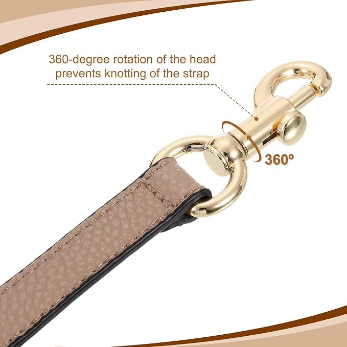 uxcell 14.17 Inch PU Leather Short Bag Strap with Clasp, Purse Handles Handbags Replacement Straps for Clutch Bag Underarm Bags, Tawny, Gold Buckle
