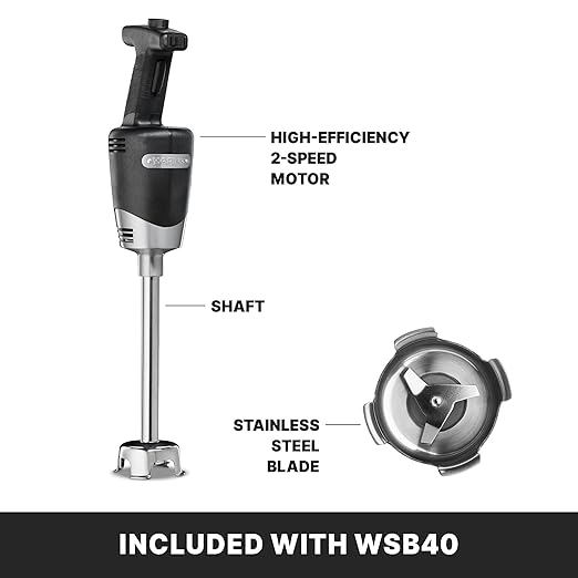 Waring (WSB40) 10" Medium-Duty Quik Stik Plus Immersion Blender,Black/Silver